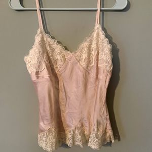 Vintage Pink Lace Lingerie Nightwear Slip Tank Top